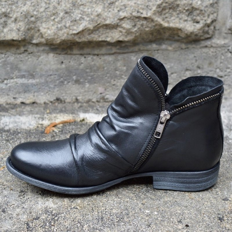 JENNY | Leather Boots with Zipper Closure