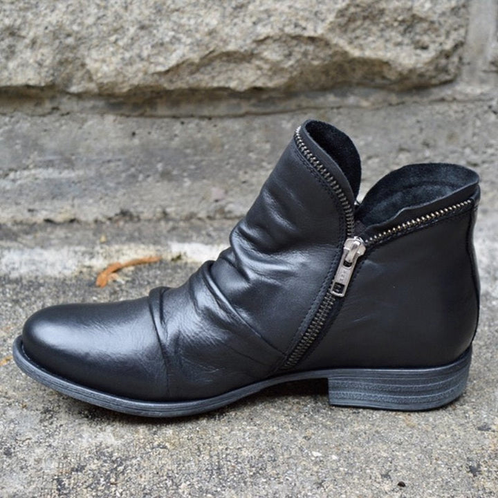 JENNY | Leather Boots with Zipper Closure