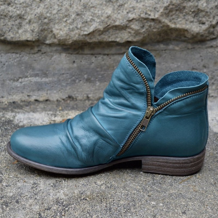 JENNY | Leather Boots with Zipper Closure