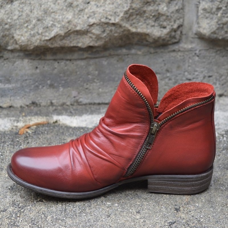 JENNY | Leather Boots with Zipper Closure