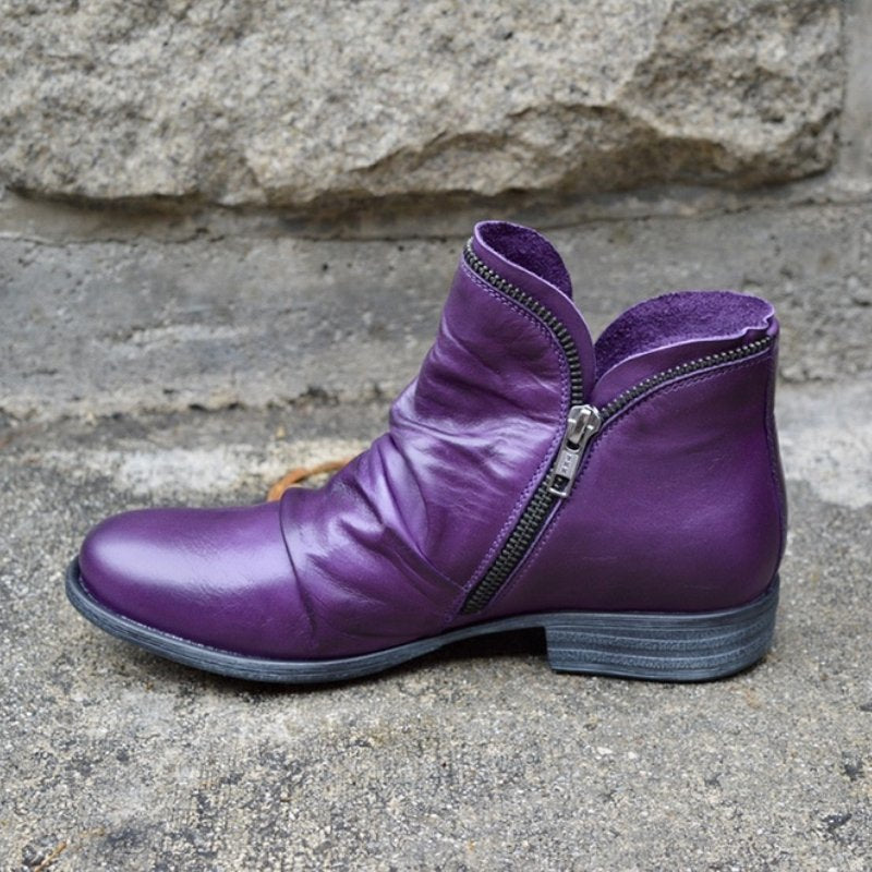 JENNY | Leather Boots with Zipper Closure