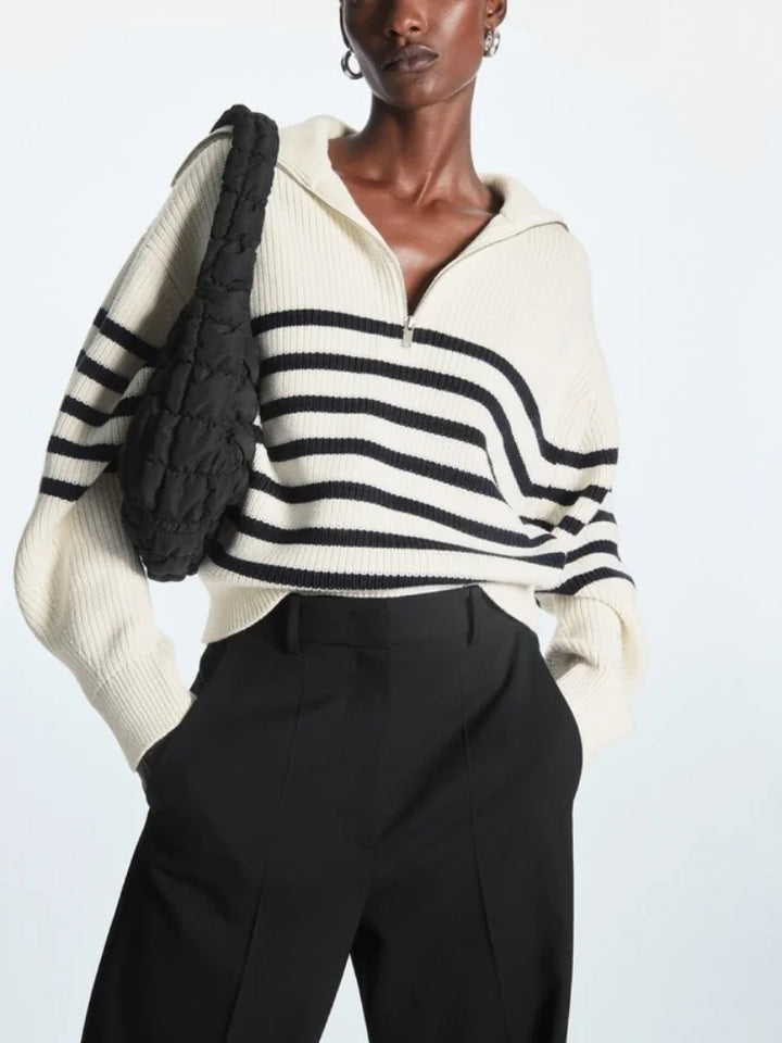 NELA | Striped zipped sweater