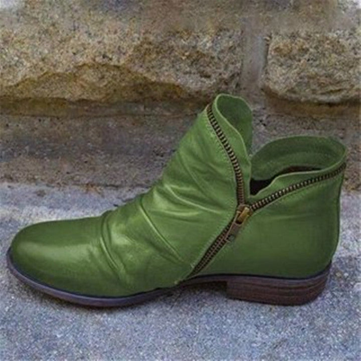 JENNY | Leather Boots with Zipper Closure